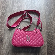 Steve Madden Pink Quilted Shoulder Bag with Detachable Strap  Logo Accent