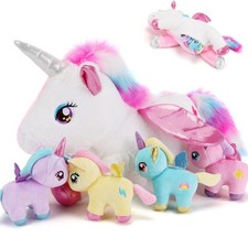 5 Pieces Unicorn Stuffed Animals - 1 Mommy Stuffed Unicorn with 4 Babies - Un...