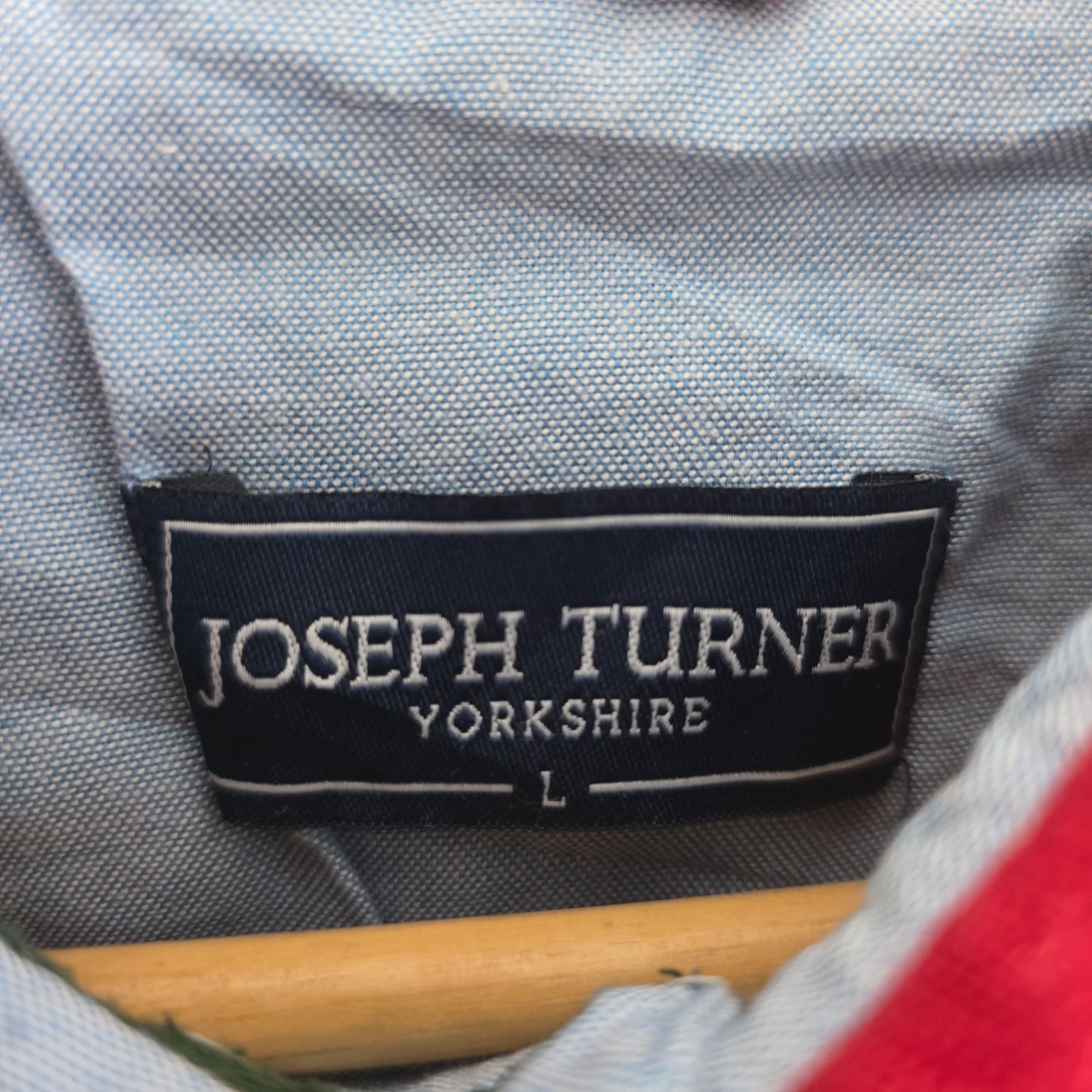 Joseph Turner Yorkshire Rugby Polo Large Red Navy Stripe Long Sleeve Preppy image 3