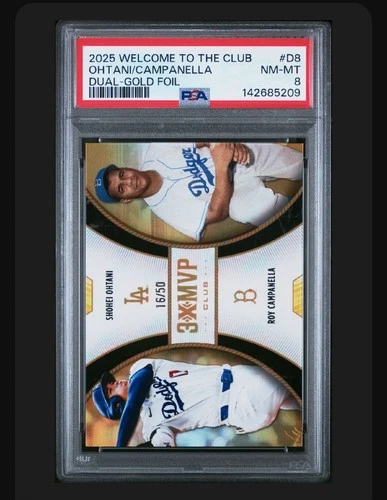 Shohei Ohtani 2025 Topps Welcome To The Club #D8 /50 Dual Gold Foil PSA 8 Dodger