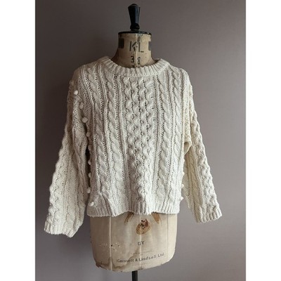 Le Coeur Blanc Aran Pullover Damen Gr. UK 18 Zopfmuster Wollmischung Fischer