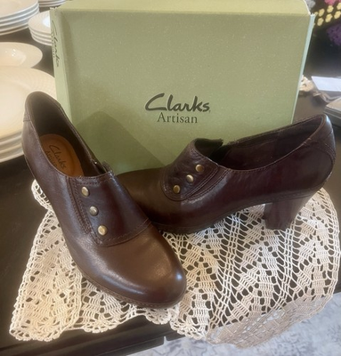 #ad #ad Clarks Womens Vermont Terrace Shootie Platform Mule Shoes Brown Leather 7.5M $14.99