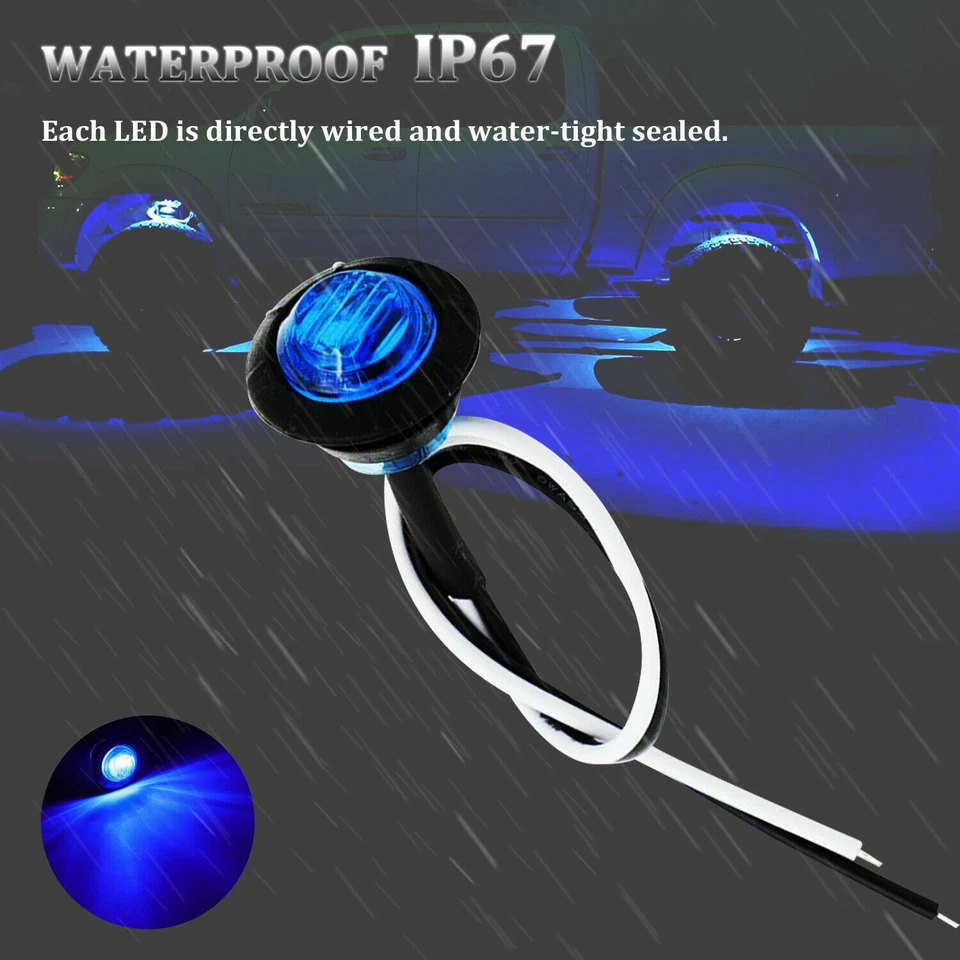 10Pcs 12V Car Truck Lorry Round LED Bullet Button Side Mini Marker Lights Lamp - Image 4 of 4