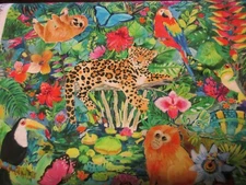 Cotton Fabric 1 Yard Cute Jungle Animals Dear Stella August Wren 