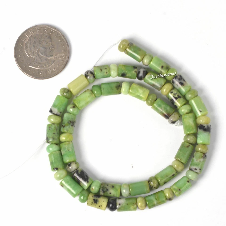 9mm Australian chrysoprase tubes rondelle loose gemstone beads 16" - Image 2 of 3