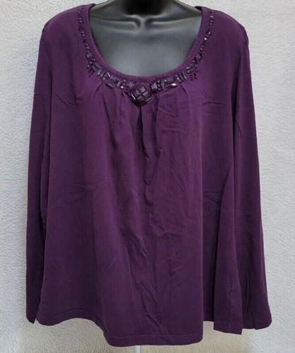 St John's Bay Womens Shirt Top Blouse Size 1X Purple - Picture 11 of 12