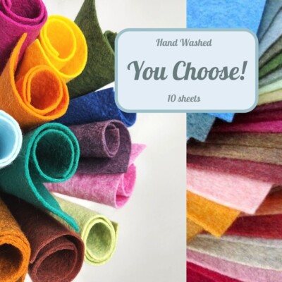 Hand Washed Merino Wool Blend Felt 9''X12'' Sheets / Choose 10 Sheets