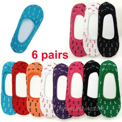 6 Paar Damen Schleifen Halbschuhe Boot unsichtbar ultra niedrig geschnitten unsichtbare Socken Mädchen Set - Bild 1 von 2