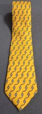 Hernes Tie Interlocking Chains 100% Silk Yellow