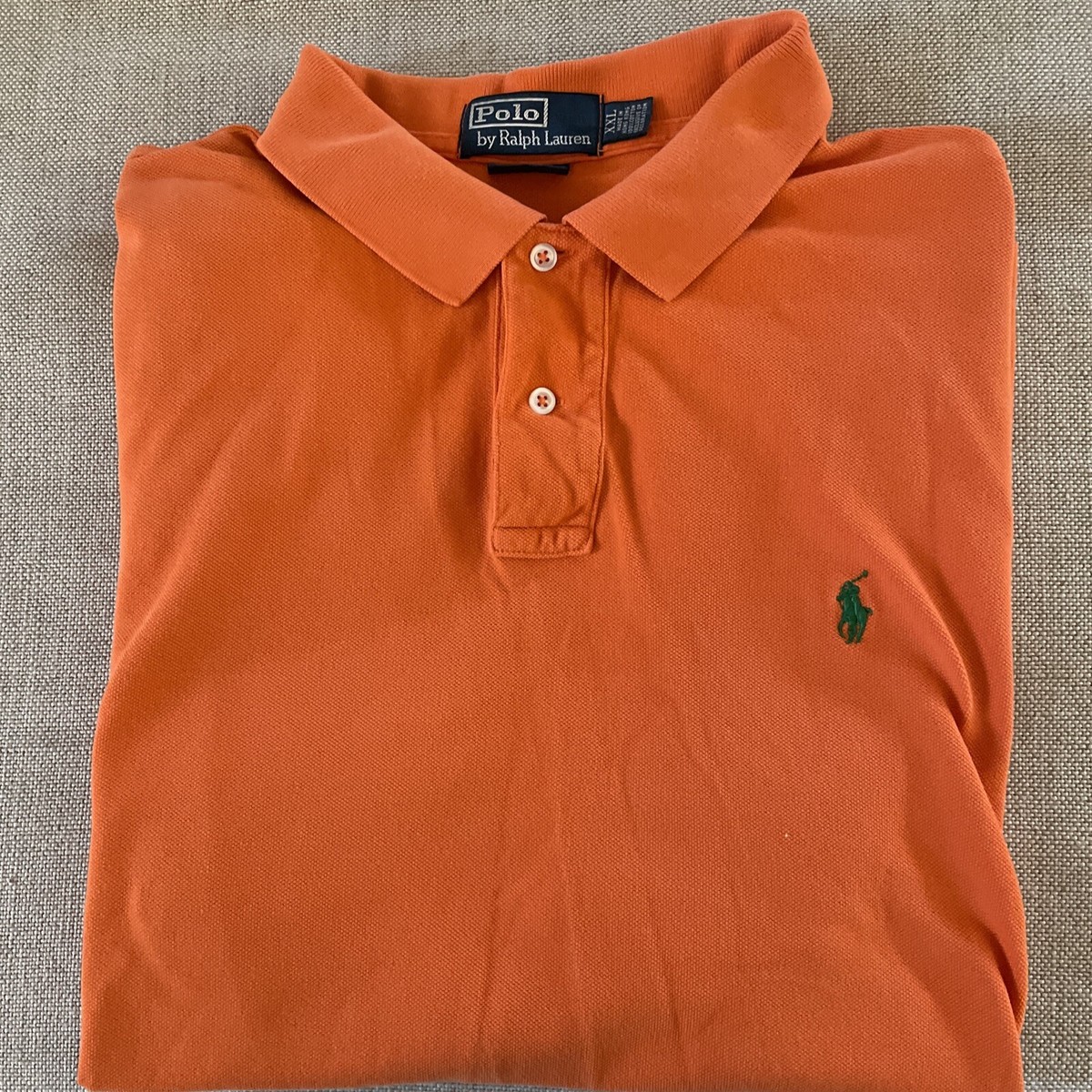 Polo Ralph Lauren Vintage Pique Mesh Knit Polo Shirt in Orange