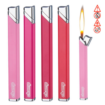 4er Set Metallfeuerzeug Pink Slim Rosa Feuerzeuge dünne lange Stab für Damen
