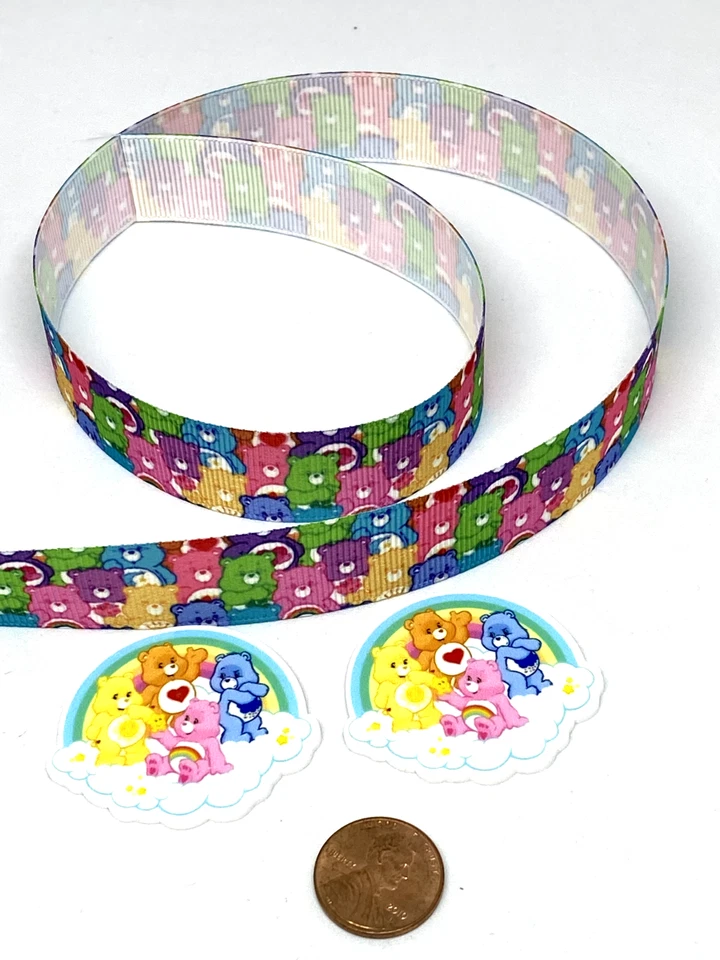 3 Yards Care Bears 7/8" Grosgrain Ribbon +2  Resins Cake Decoration Foto 2 de 2