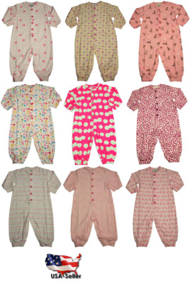New Potato Baby Infant Girls Long Sleeve Cotton Coverall - 9 Fun Prints Availabl