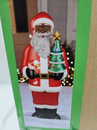 Christmas African American Santa Lighted Blow Mold LED 42 Inch