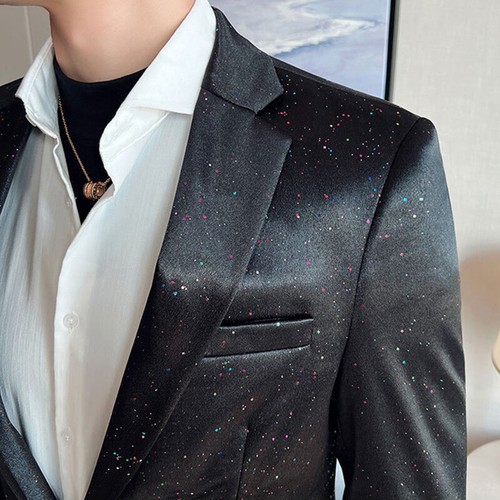 Hombres Brillante Traje Blazer Vestido de Boda Chaqueta Un Pecho Showman Disfraz - Imagen 12 de 18