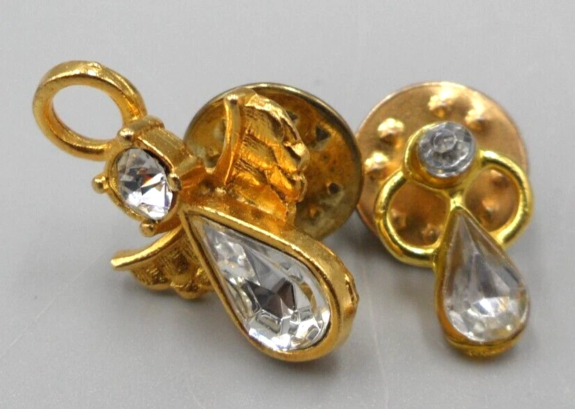 Lote de 2 pasadores de solapa de embrague Crystal Angel Tie Tack estrás lágrima LM 95 Foto 3 de 4