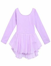Arshiner Kids Girls Classic Long Sleeve Leotard Dance Ballet Dress, Lilac, Size