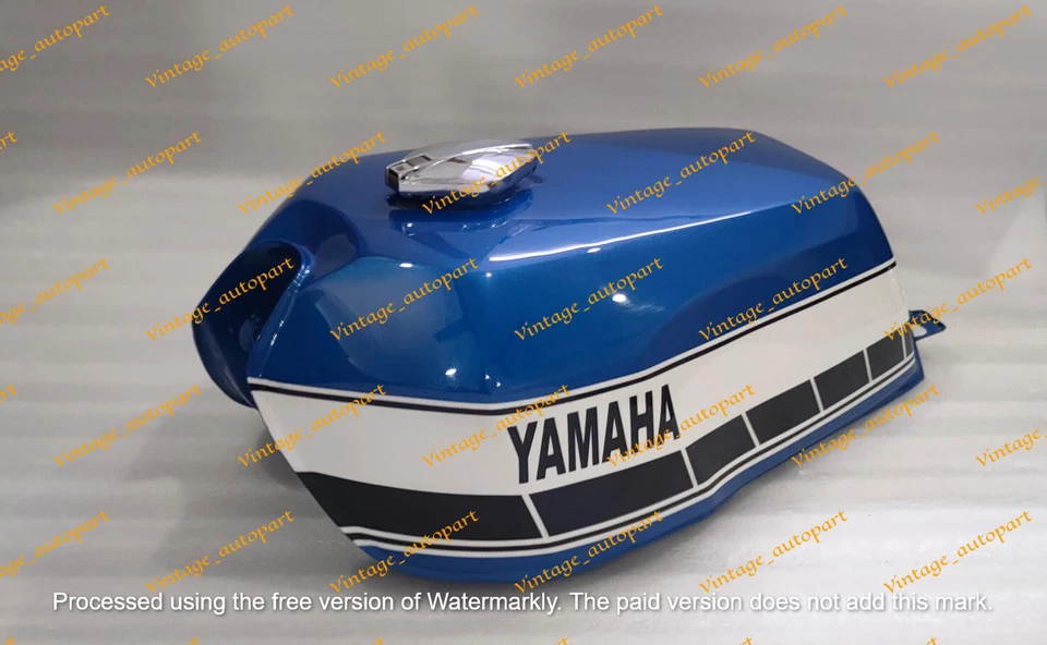 Tanque de gasolina Yamaha RD250 RD400 acero pintado azul 1976-1977 Foto 2 de 4