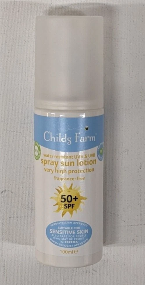 Product Image for Childs Farm Kids and Baby Sun Cream Spray SPF 50+ 100ml BNIB Water Resistant UV