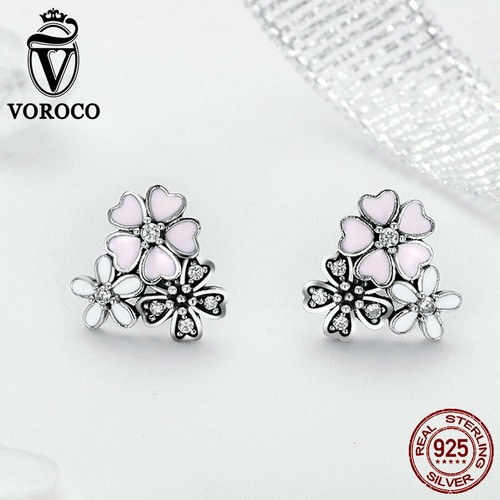 Voroco Free Ship 925 Sterling Silver Earrings Cherry Charm CZ Women Jewelry - Picture 2 of 12
