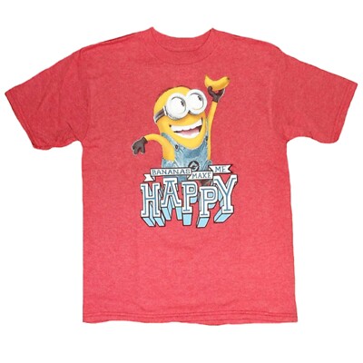 Despicable Me Little Boy's Heathered Red Bananas Make Me Happy T-Shirt-NWT