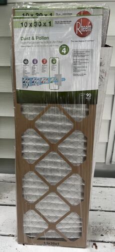 Rheem Dust & Pollen Air Filters 10x30x1 FPR 4 MERV 8 Rated New Sealed 12 Pack