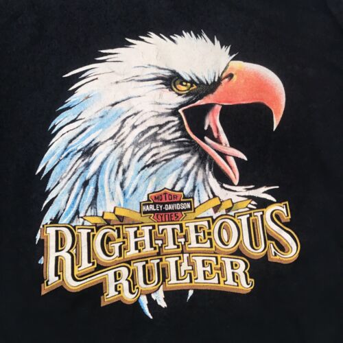 Vtg 1980’s 1990’s Harley Davidson EAGLE Righteous Ruler NIKE TAG Medium MC Biker - Picture 6 of 13