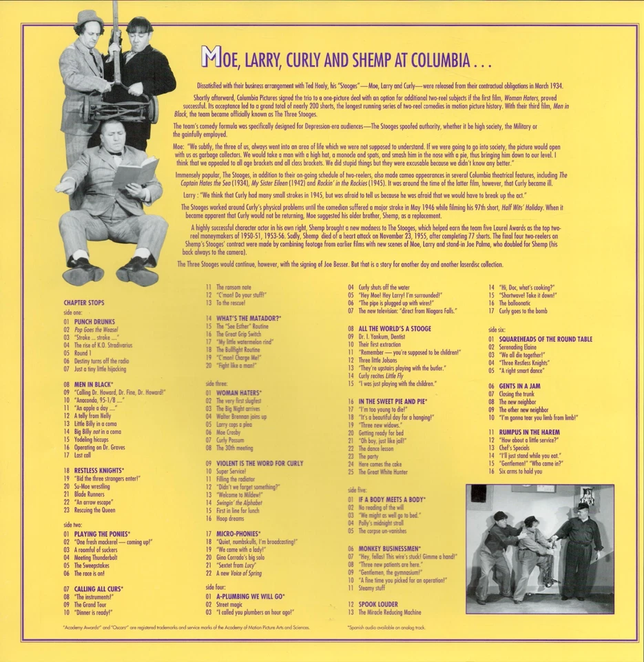 The Three Stooges Comedy Classics 3 disc Laser Disc Set Collection W/ Poster - Image 3 of 4