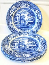 ENGLISH SPODE BLUE ITALIAN DINNER PLATE SET OF 4 FREEZER MICROWAVE DISHWASH SAFE