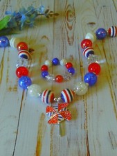 Little Miss Independence Girls Chunky Bubblegum Necklace Set