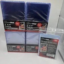 Ultra Pro 3X4 Thick 55pt Toploaders 4 Packs of 25 toploaders AND 100 Sleeves