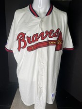 Vintage RUSSELL MENS XXL BRAVES WHITE BASEBALL JERSEY 2XL MLB Made In USA