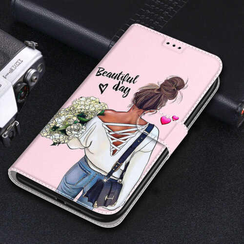Rose Marble Flower Cat Wolf Wallet Phone Case For iPhone 16 15 14 13 12 Pro Max - Picture 35 of 63