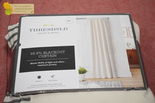 Threshold Blackout Woven Stripe Border Window Curtain Panel 50"x84" - Picture 3 of 5
