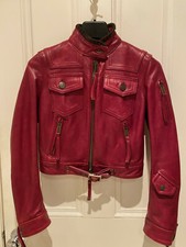 Dsquared Red Leather Biker Jacket. Size Italy 42 (approx Uk 10)