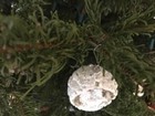 Pottery Barn Deer In The Trees — Snowy, Gold Pinecone Glass Christmas Ornament — photo 8