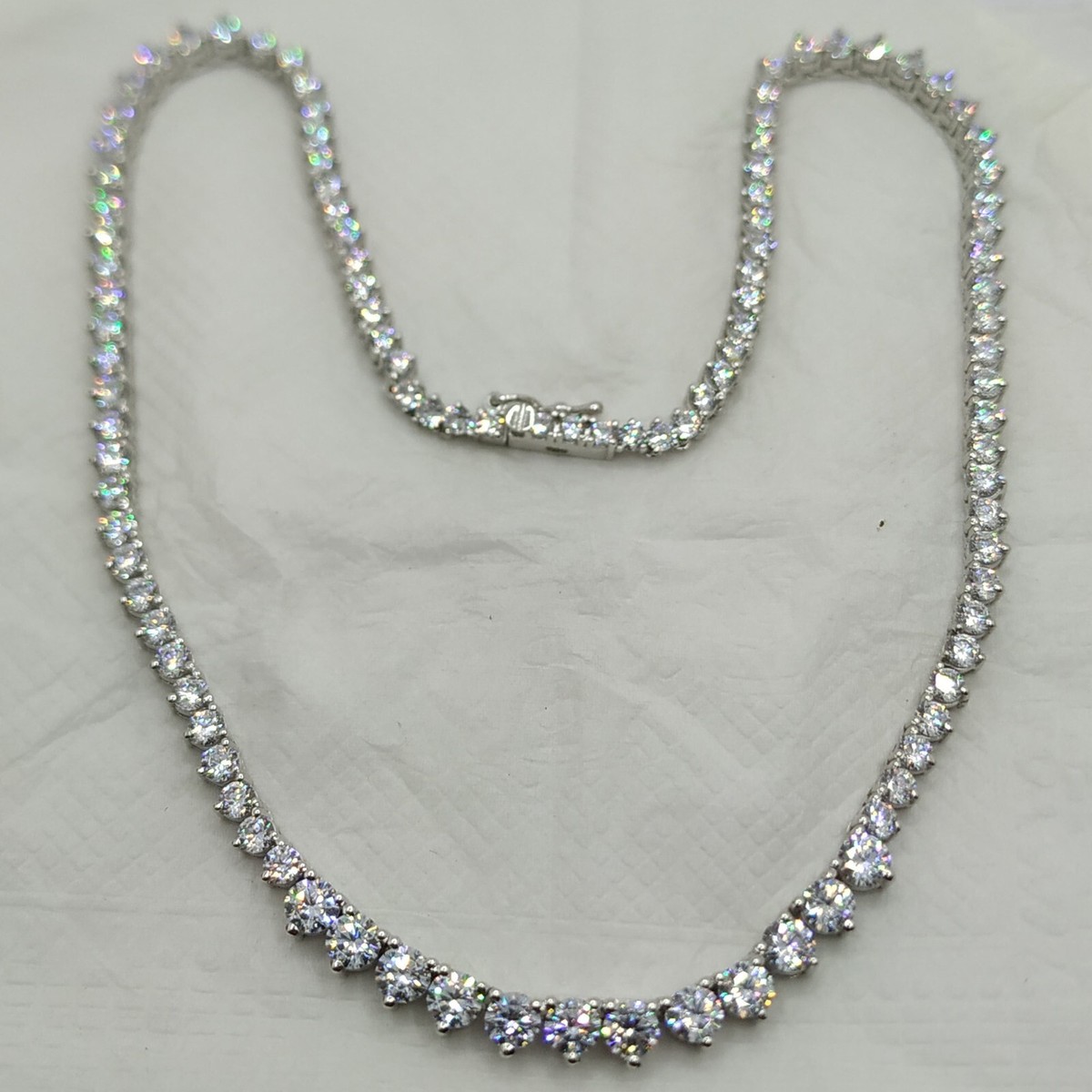 Tennis bracelet baguette cut simulated diamonds 925 sterling 7 long