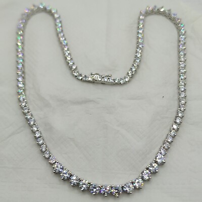 Round Cut Simulated Diamond 3mm Tennis Necklace 18 925 Sterling Silver