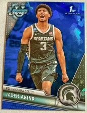 2023-24 Bowman Chrome U Sapphire Jaden Akins 1st #36 Michigan State University