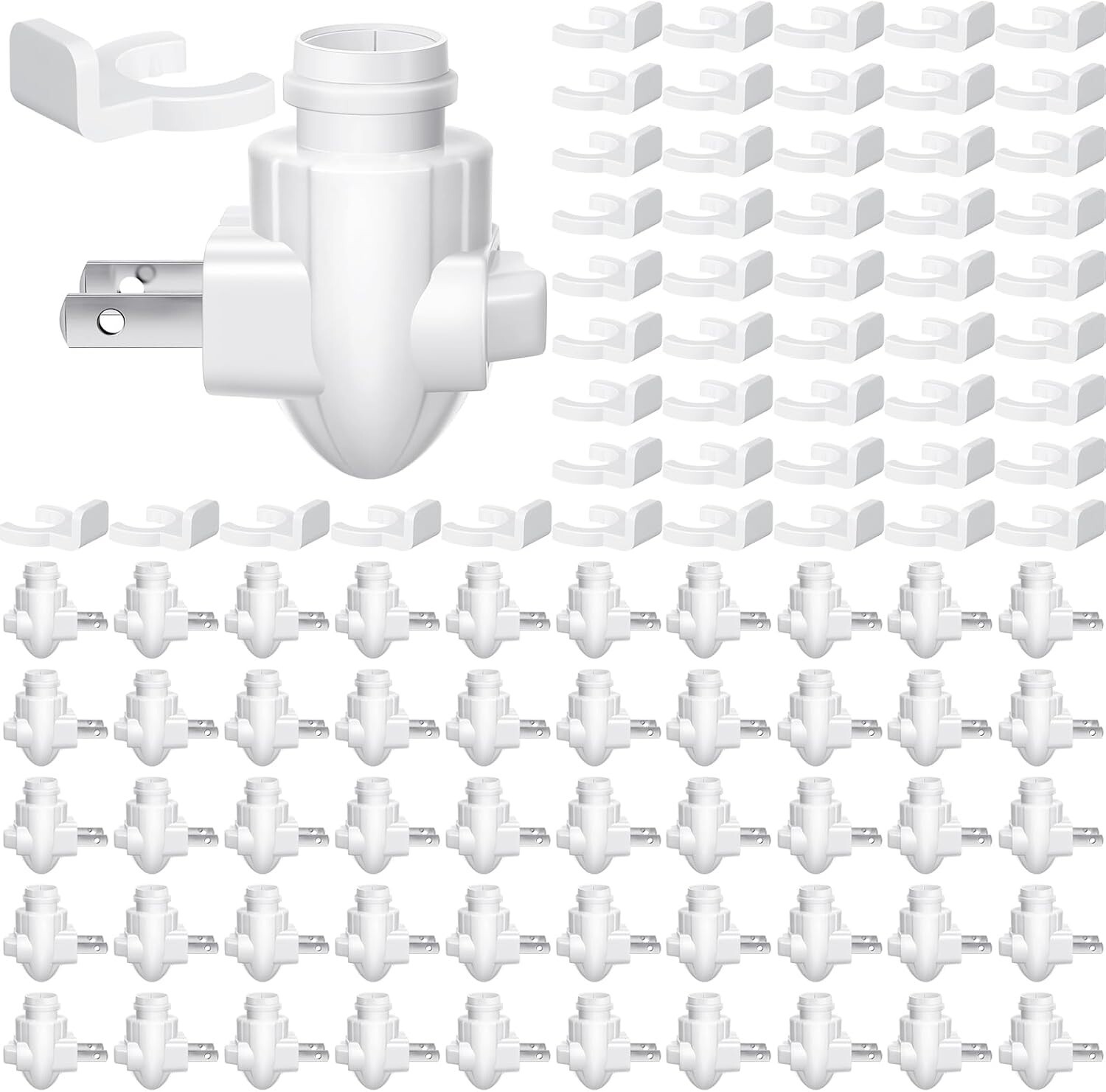 Versatile 50 Pack Plug-in Night Light Base with Mounting Clips - Easy-to-Install
