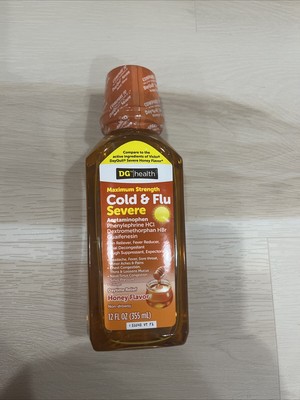 DG Health Cold & Flu Severe, Daytime Relief, Honey Flavor, 12 oz, Exp Sep 2025