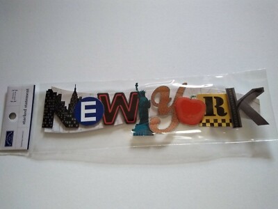 Crafts KF 3D Title Sticker New York Statue of Liberty Taxi Apple City Scene