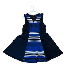 Womens TORRID Black Blue White Sleeveless Polyester Flare Skirt Dress  Sz 2