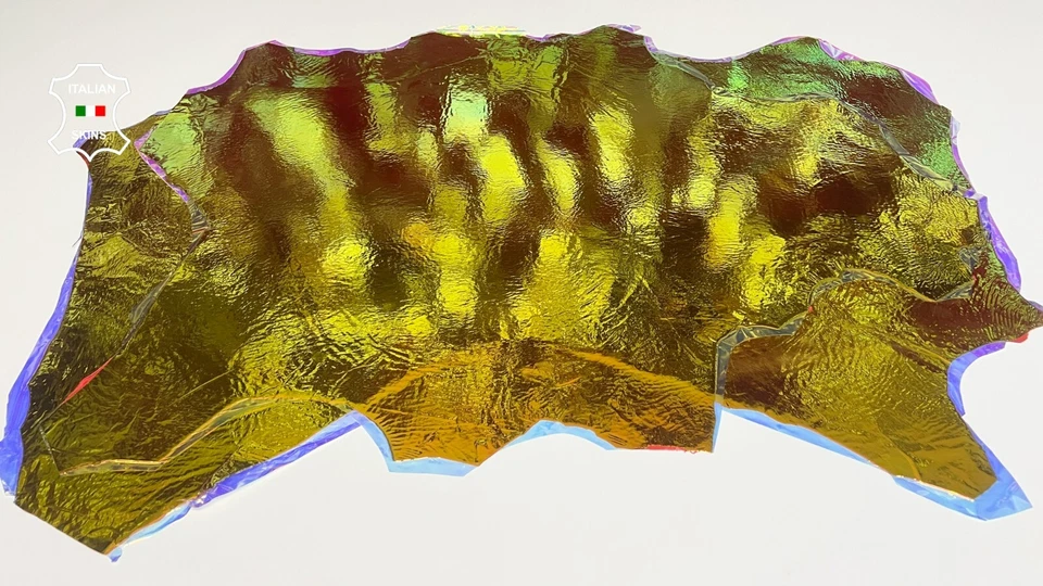 METALLIC HOLOGRAPHIC DOUBLE FACE ON RED Lamb leather 2 skins 12sqf 0.7mm #B8389 - Image 2 of 4