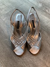 CAPARROS STRAPPY SLINGBACK SANDALS SILVER WEDDING FORMAL SHOES WOMENS SIZE 7