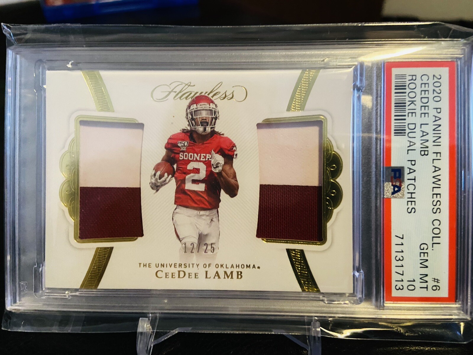 CeeDee Lamb Panini Flawless Collegiate Rookie Dual Patches #6 Base