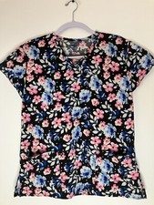 RXGear Multicolor Floral V-Neck Scrub Top Medical Uniform XS