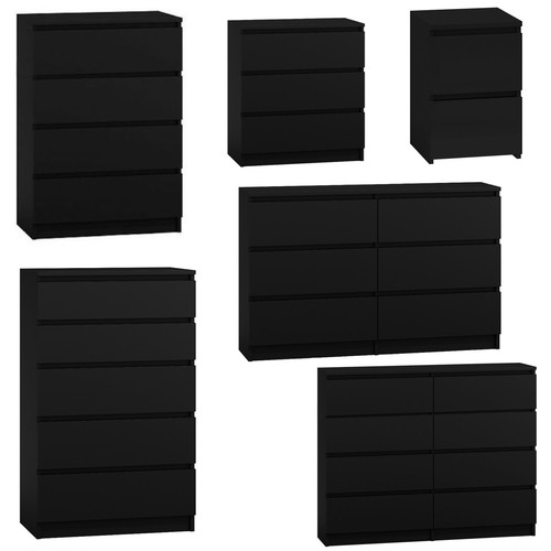 Black Chest Of Drawers MODERN Bedroom Furniture Storage Bedside 2 to 8