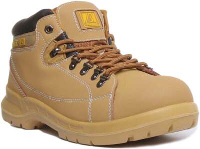 Herren Schnürstiefel Stahlkappe 100 % Leder Arbeitsstiefel in Honig Größe UK 6   12