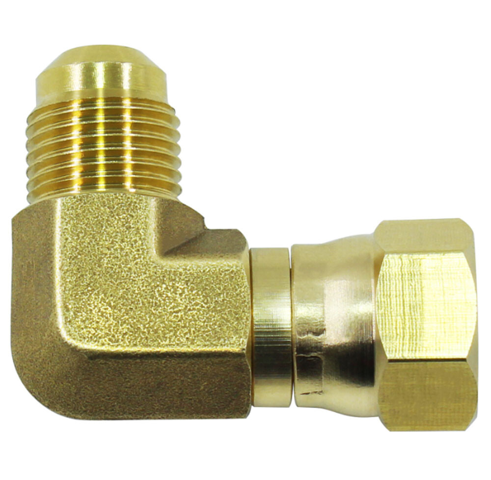 Brass 90° Propane Elbow Connector Adapter w/ 3/8" Female and Male Flare Fitting